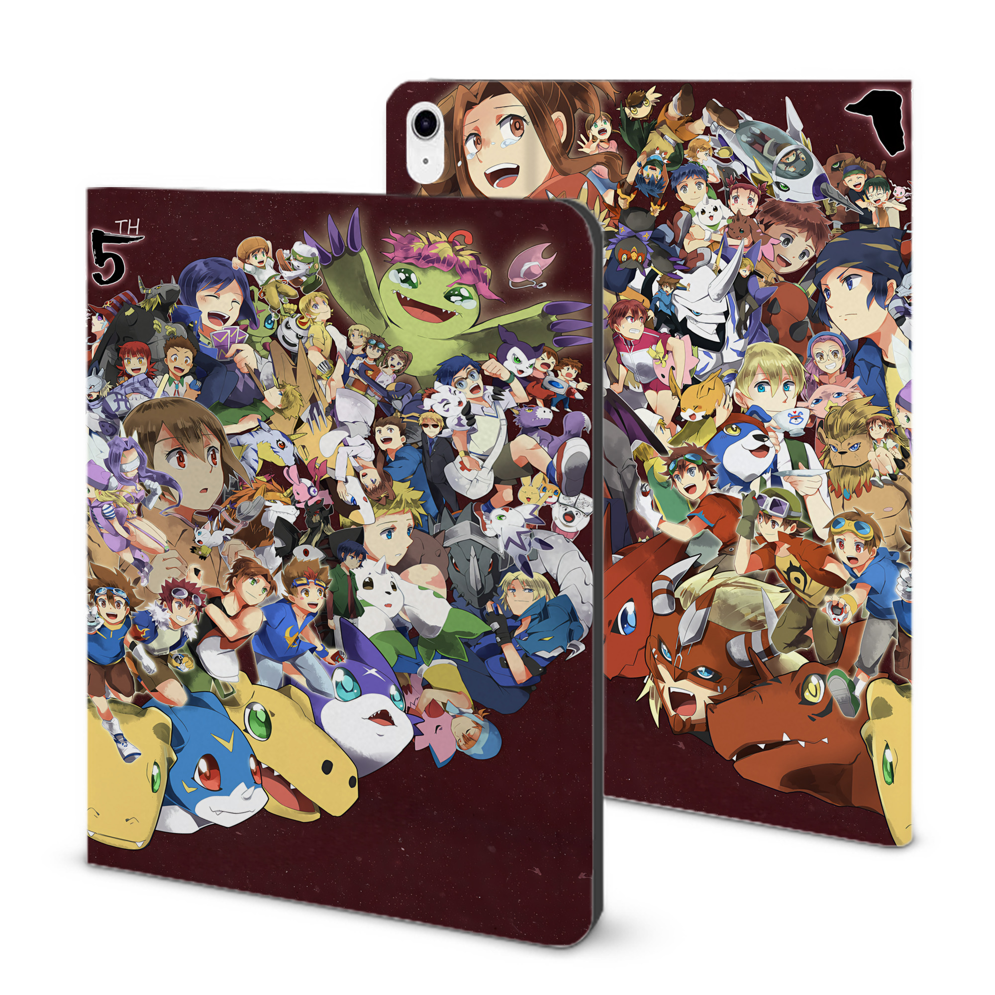 （画像用） Digimon デジタルモンスター/デジモン IPad ケース ブック型 PUレザー TPU 耐衝撃 軽量 薄型 ペン収納なし 全面保護 IPad 各モデル対応